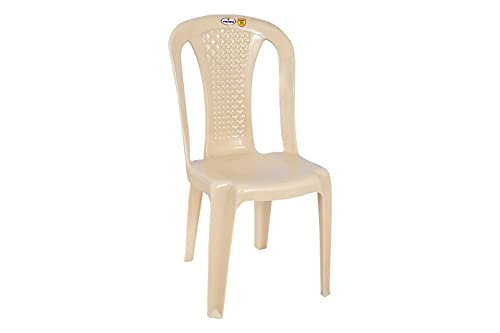 Image of Prima Plastic Chair for Living Room | Set of 2 | Chair for Home, Living Room, Multipurpose | Stackable Chair Without Arm | 100% Virgin Plastic | Chair 4003 (Marble Beige Colour)