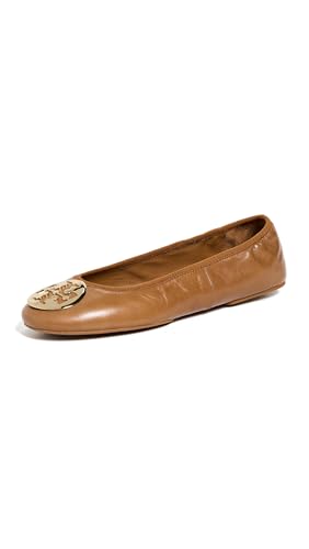 Tory Burch Women's Reva Travel Ballet Flats, Pecan Praline/Gold, 7 Medium US