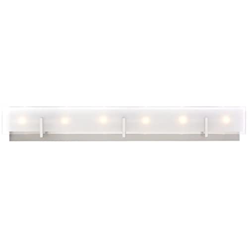 Image of Generation Lighting 6-Light Syll Bath Fixture Wall Lamp (Brushed Nickel) 4430806-962 | Bathroom Light Fixture for Home Decor | Vanity Light Fixture Uses Candelabra E12 Standard or LED Light Bulbs