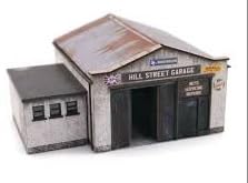 Peco S.M.S. KX112 Backstreet Garage Laser Cut Kit, OO/HO Gauge, Model Railway Building