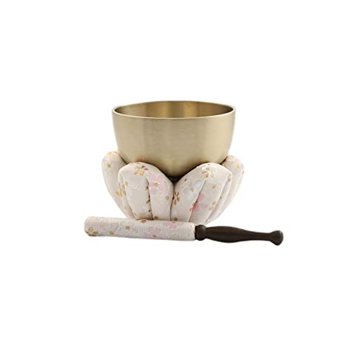 京仏壇はやし モダン仏具 季の風(ときのかぜ)りん花布団セット 3.5寸 (直径 約10.5cm) 白 日本製 おりん 布団 リン棒 リン リンセット 仏具りん【仏具拭きミニクロスセット】