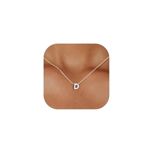 ChicSilver 925 Sterling Silver Initial Necklace for Women Dainty Letter Jewelry Personalized Gift Silver 04.D