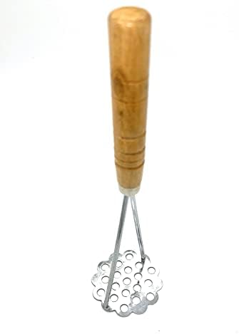 TIJAR® Potato Masher, Stainless Steel and Solid Wood Handle Masher, Ricer, Hard Wearing, Nonstick Potato Masher Utensil (Stainless_Steel)