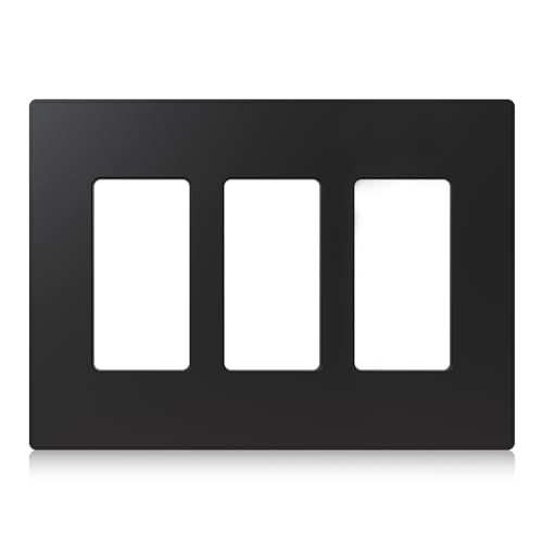 Image of ELEGRP 3-Gang Screwless Decorative Wall Plates, Mid-Size Unbreakable Thermoplastic Faceplate Cover for Decorator Receptacle Outlet Switch, UL Listed (1 Pack, Matte Black)