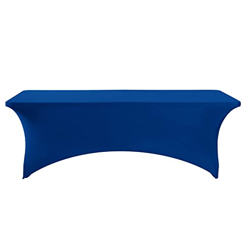 Image of FORLIFE 2Pack Spandex Table Covers for 8ft Rectangular Tables, Fitted Tablecloth, Stretch Patio Table Cover for Wedding, Banquet, Party (Royal)
