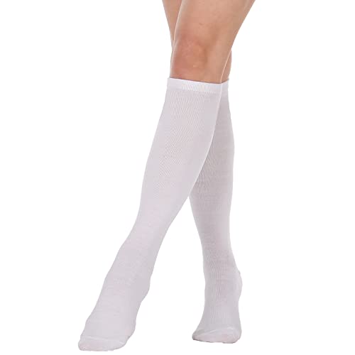 Image of DRESHOW 3 Pairs Cotton Knee High Socks for Women Solid Knit Knee Long Stocking Leg Warmer All Season Gift