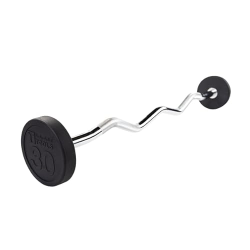 Body-Solid (SBZ30) Rubber Coated Fixed Weights Curl Barbell - Weighted Bar for Weightlifting Exercise, Bodybuilding, Strength Training, Squat Rack & Bench Press, 30lb