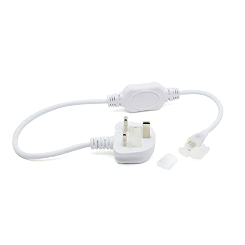 G.W.S® 20M Neutral White 4000K AC 220V-240V Seamless LED COB Strip Light with Standard UK Plug, IP65 Waterproof, Cuttable Every 50CM