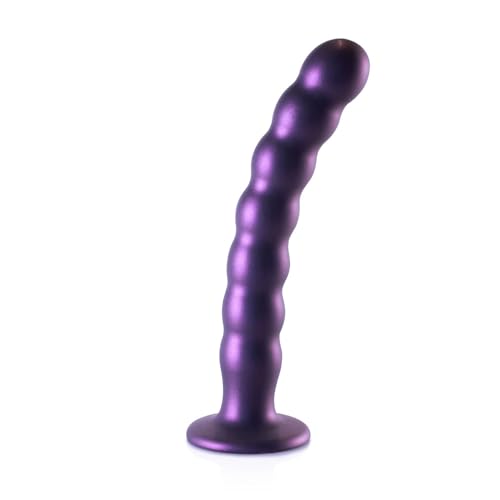 Godemichet classique marque OUCH! Godemichet vaginal avec ventouse a sfere Beaded G-Spot Gode 8" / 20,5 cm Metallic Purple