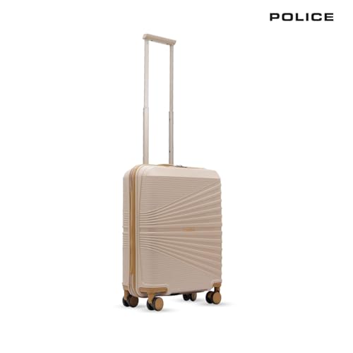 Image of Police Origine Cabin Trolley | 65L Capacity TSA Lock 8 Smooth 360 Spinner Wheels Telescopic Handle PP Hard Shell | Lightweight 20 inch Cabin Luggage for Travel & Weekend Trips (Beige /TAN) (Baby pink /Tan)