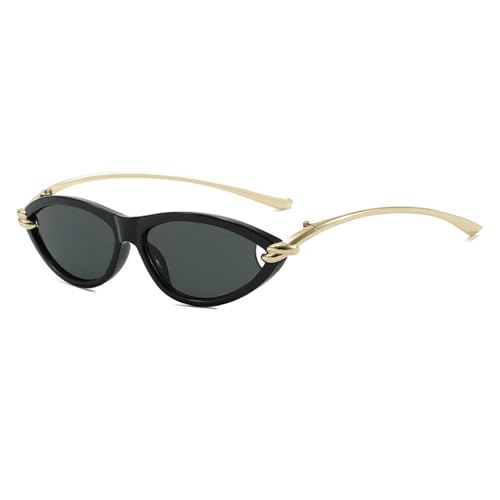 willochra Retro Oval Cat Eye Sunglasses for Women Vintage 90s Small Cute Oval Shape Champagne Sun Glasses