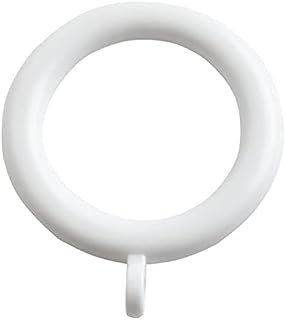 Merriway BH07017 (24 Pcs) Plastic Curtain Drapery Pole Rod Rings Inner Diameter 35mm Outer Diameter 42mm White - Pack of 24 Pieces
