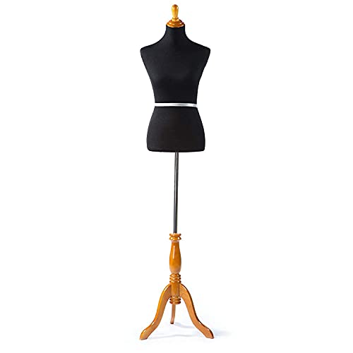 Image of Loop Group Female Mannequin - Dress Form with Wooden Base, Premium Store Display Dummy Model, Hanger for Dress and Kurti Display Stand (Black, 6 XS)
