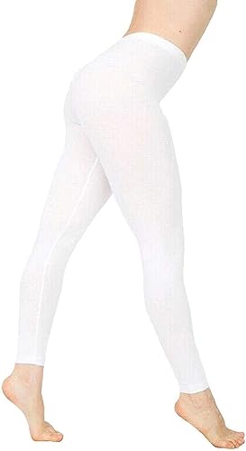 Boolavard High Waisted Leggings for Women - Full Length Women's Leggings (M, White)