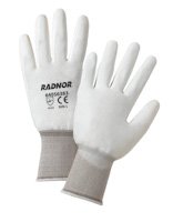 White Premium Polyurethane Palm Coated Work Gloves With 15 Gauge Nylon Liner