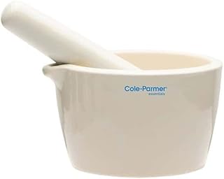 Cole-Parmer AO-63100-69 Mortar and Pestle Set, Porcelain, 400 mL