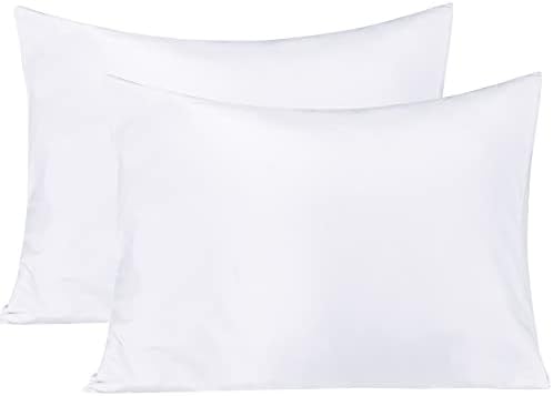 BEDSUM Microfiber Standard Pillowcases Set of 2, Soft Wrinkle Resistant and Easy Care Pillow Cases with Envelope Closure for Kids, 20x26 inches, White