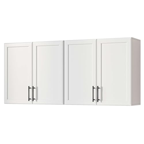 Furnaza Wall Cabinets for Laundry Room Shaker Wall Mounted Kitchen Cabinets with Adjustable Shelf Floating Hanging Storage Cabinet for Laundry Room Bathroom Kitchen 48 W White