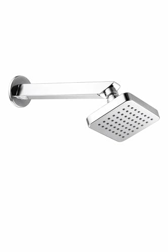 Image of KABA by ACQUASO 4x4 inch Inch Square Overhead Rain Shower Head with 9 inch Inch Stainless Steel Arm | High Pressure Chrome Finish Shower | Wall Mounted Shower for Luxury Bathroom (MAGNET)
