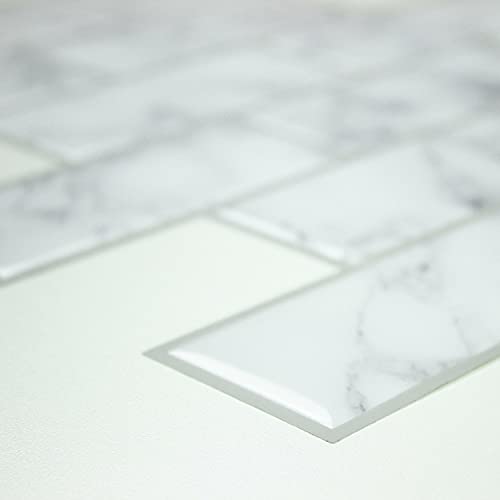 RoomMates TIL4570FLT Carrara Marble Subway Peel and Stick Backsplash