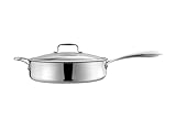 SANFELA 28 cm 5-lagige Edelstahl-Sauteuse mit Deckel, kompatibel mit allen Herdarten, spülmaschinenfest