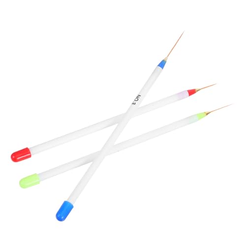 WOONEKY 3 piezas Bolígrafos para de Uñas Herramienta para Manicura y Pedicura Pinceles Blancos Reutilizables para Dibujo y Pintura Detallada