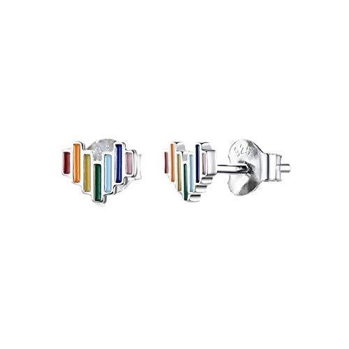 Boucles d'oreilles arc-en-ciel en argent anti-allergie et émail brillant