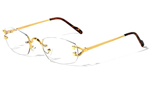 FLAWLESS EYEWEAR Men Women Classy Elegant Sophisticated Style Clear Lens EYE GLASSES Gold Rimless Frame