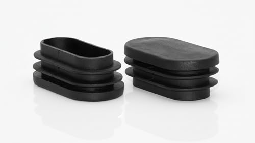 Image of Flyshop 20 x 30 mm, 13 /16 inch x 1-3 /16 inch OD Black Durable Plastic Plugs Tubing End Caps Oval Chair Glide Inserts 8 Pack