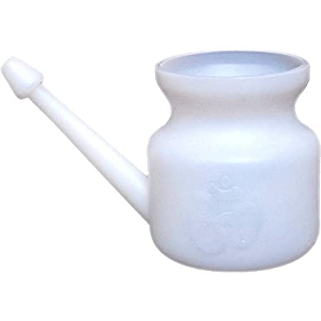 MANAV Plastic Jal Neti, Om Print 450ml (White) with Jal Neti Salt