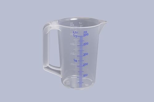 Hunersdorff 935000 Graduated Can with Closed Handle, White/Blue, 500 ml