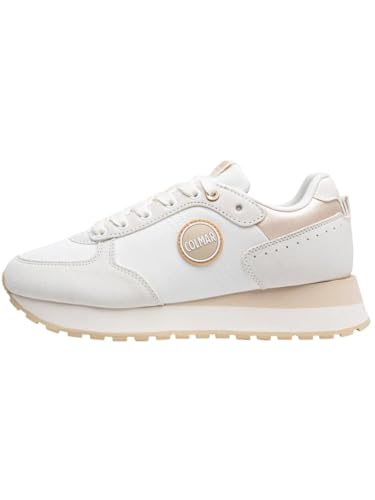 Colmar Zapatos Travis Authentic High Outsole Código TRAVISAUTHENTICPLAT-120E25 Blanco, Blanco y dorado., 42 EU