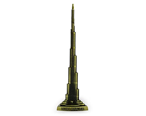 DS. DISTINCTIVE STYLE Office Desk Decor Dubai Souvenir 7 Inch Bronze Burj Khalifa Statue for Bookshelf, Teacher Desk, etc.