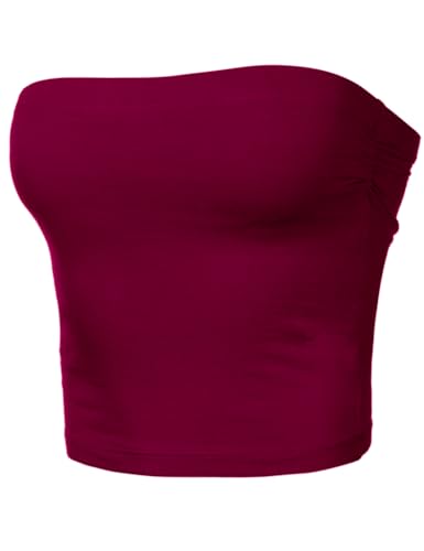 Image of Women's Shapewear Tube Tops Strapless Ruched Built-in Shelf Bra Casual
