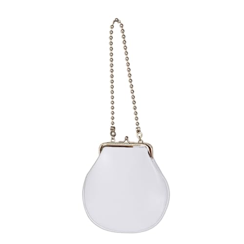 Women Elegant Small Evening Handbag with Beads Chain Strap PU 1eather Shoulder Crossbody Bag Kiss Lock Wedding Purse