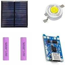 sam Combo of Solar Panel 5v- 100 mah, 70mm*70mm*01mm, Solar Panel in Square Shape + 20 pcs 1 watt led + 2 * 1200 mah Cell + Type c Charging Module-picture-30
