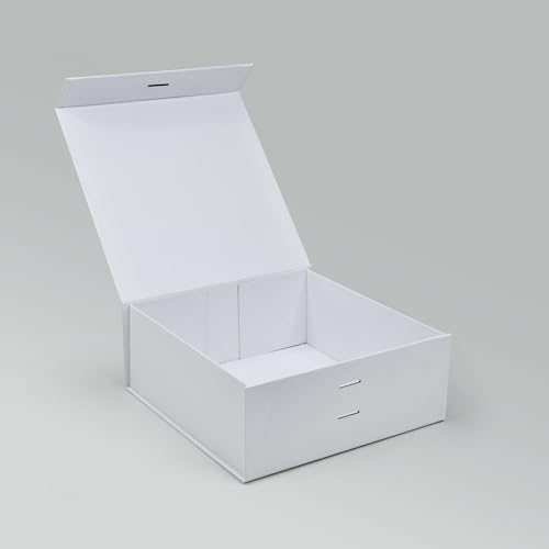 Image of RBS-MEDIUM White Gift Box Empty 26x26x10cm Decorative Floral Gift Boxes for Presents (1 Pack) Box for Gift Packing Multipurpose Hamper Boxes for Gift Empty Reuse Packaging Boxes (White Gold Floral)