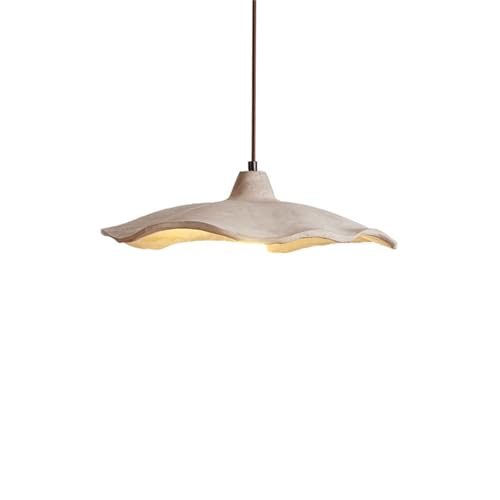 Image of Adjustable Grey Cement Pendant Light - Japanese Style Concrete Chandelier with Lotus Flower Shade for Bedroom, Kitchen Island, Dining Room - Modern Lamp One Color 40CM