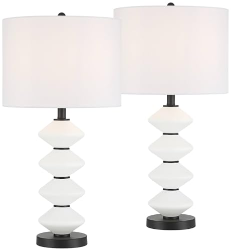 Lámparas de mesa Lucy modernas 26.5" set x2 blanco y negro miniatura 2