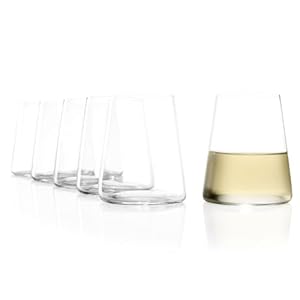Stölzle Lausitz Weißweinbecher Power 6er-Set 380 ml – Moderne Weingläser ohne Stiel für maximale Aromaentfaltung – Flache Weißweingläser aus Kristallglas – Spülmaschinen- & Stoßfest, Made in Germany