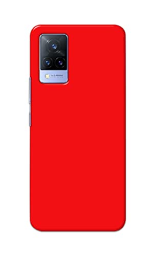 Image of Printed Hard Back Cover Case for Vivo V21 5G Back Cover (Plain Red) -1803