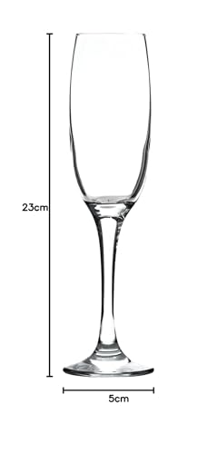 LAV 12x Clear 220ml Venue Glass Champagne Flutes - Reusable Prosecco Wine Wedding Party Drinking Glasses Gift Set