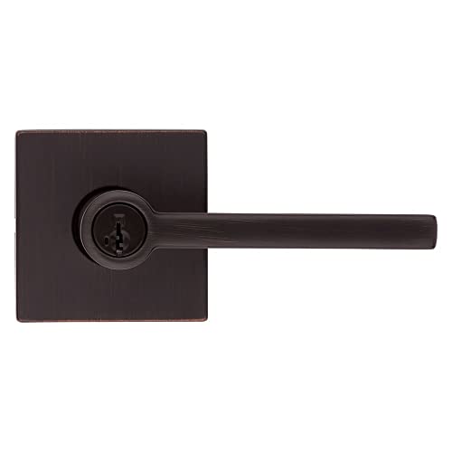 Kwikset Halifax Entry Door Handle with Lock and Key, Secure Keyed