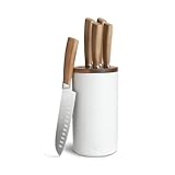 QUINTETO CORTANTE - el juego de 5 cuchillos está compuesto por un cuchillo de chef (32,5 cm), un cuchillo panadero (32,5 cm), un cuchillo santoku (30 cm), un cuchillo de cocina (23 cm) y un cuchillo para pelar (23 cm).