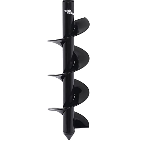 BRICZUNA Hand Post Hole Digger Garden Auger Drill, T Shaped 4\"*24\" 7.9\"*31\" Garden Auger Spiral Drill Bit, for Deep Cultivating Seedlings Planting Trees (4\"*24\") - Thumbnail 2