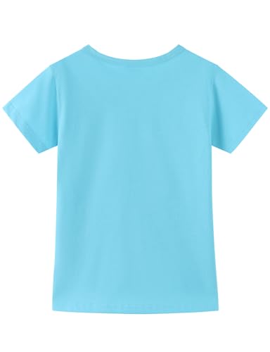 Image of Noomelfish Girls Short Sleeve Heart Pocket T-Shirts Casual Cotton Tee Tops Blouse (5-12 Years)
