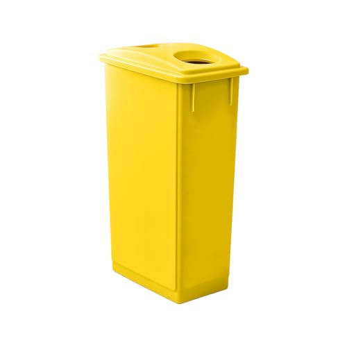 Image of 23 Gallon Slim Rectangular Garbage Can - with Bottle /Can Lid - Yellow
