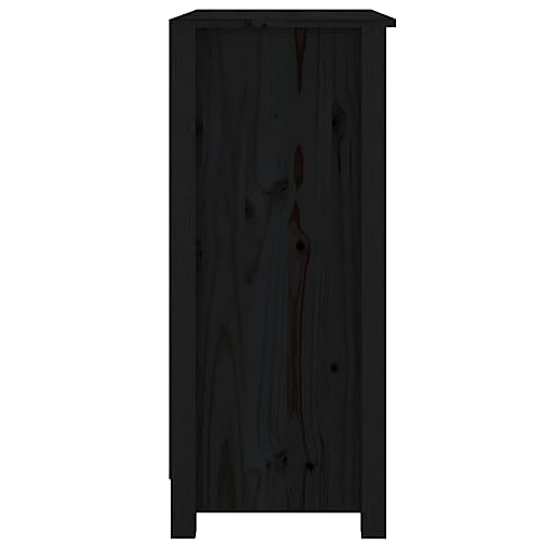 Aparador negro de pino macizo con acabados artesanales para salones elegantes 6