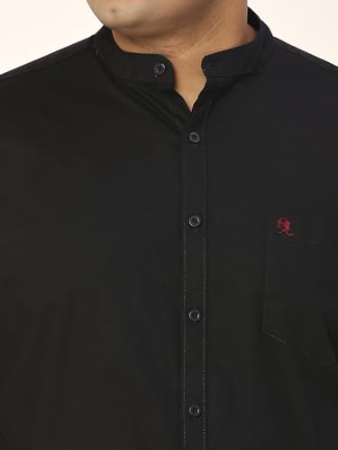 Image of Thomas Scott Mens | Full Sleeve | Solid Plain Color | Regular Fit | Plus Size | 100% Cotton | Mandarin Collar | Casual | Shirt
