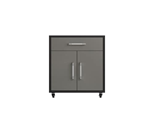 Image of Manhattan Comfort Eiffel Garage Work Station Cabinet Organizers and Storage, Set of 3, Matte Black and Grey